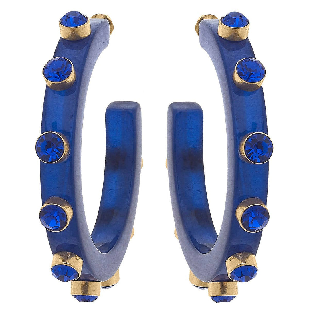 Renee Resin and Rhinestone Hoop Earrings: Cocoa