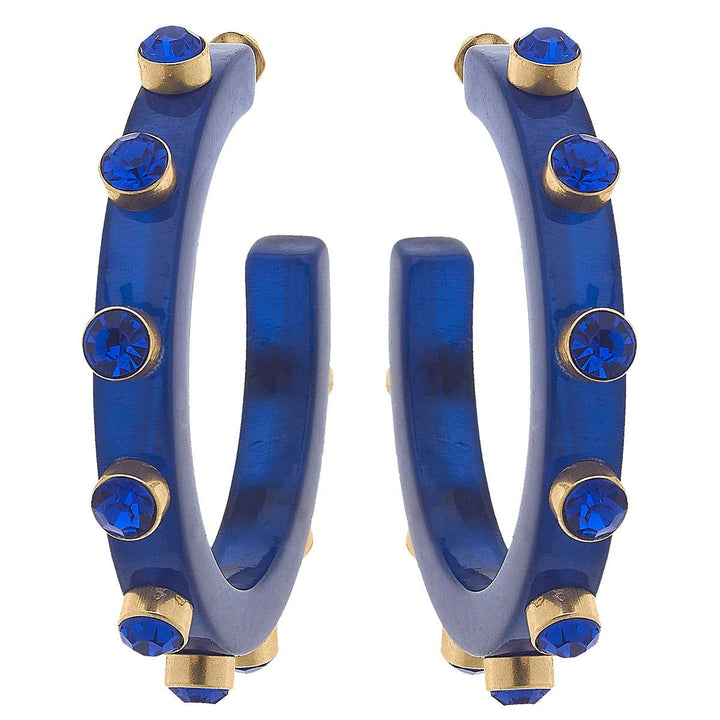 Renee Resin and Rhinestone Hoop Earrings: Cocoa