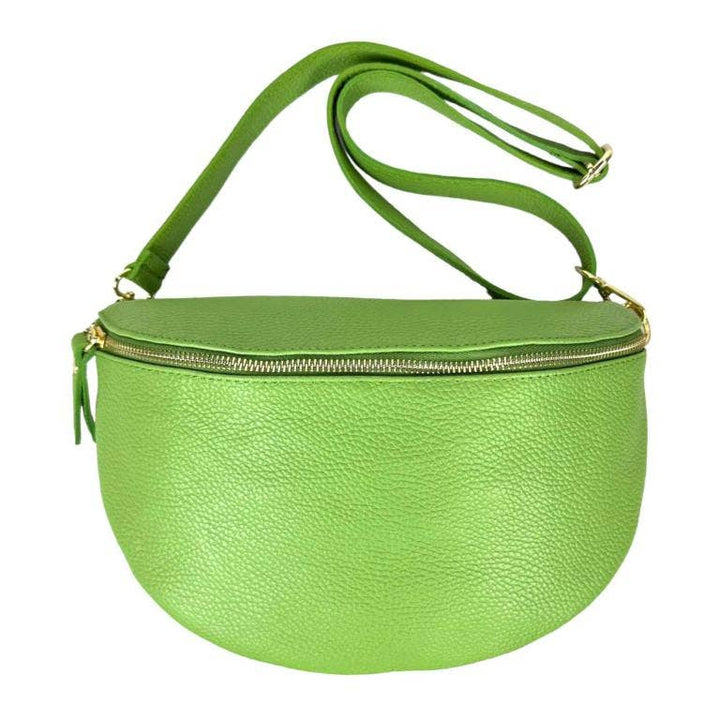 Large Italian Leather Waist Bag: Red