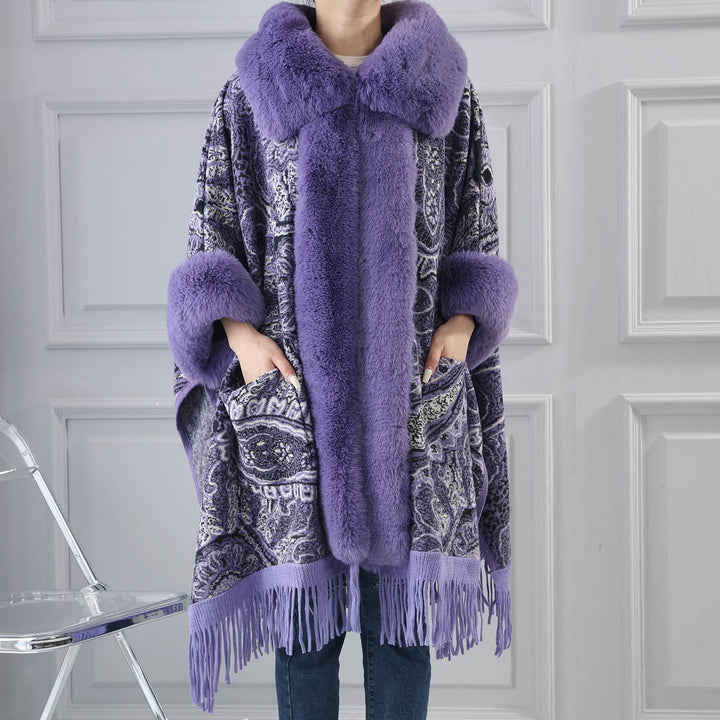 PEACH ACCESSORIES - PE361 Paisley print cape: Fucshia