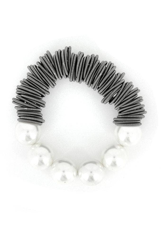 Slate Spring Ring Bracelet with White MOP