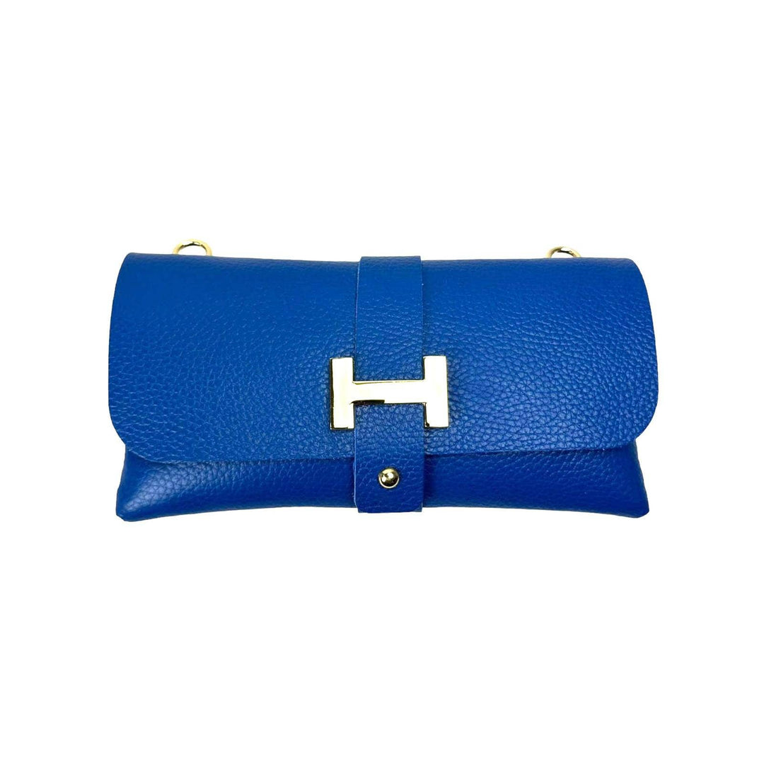 Leather Bag with Chain Handle : Brown
