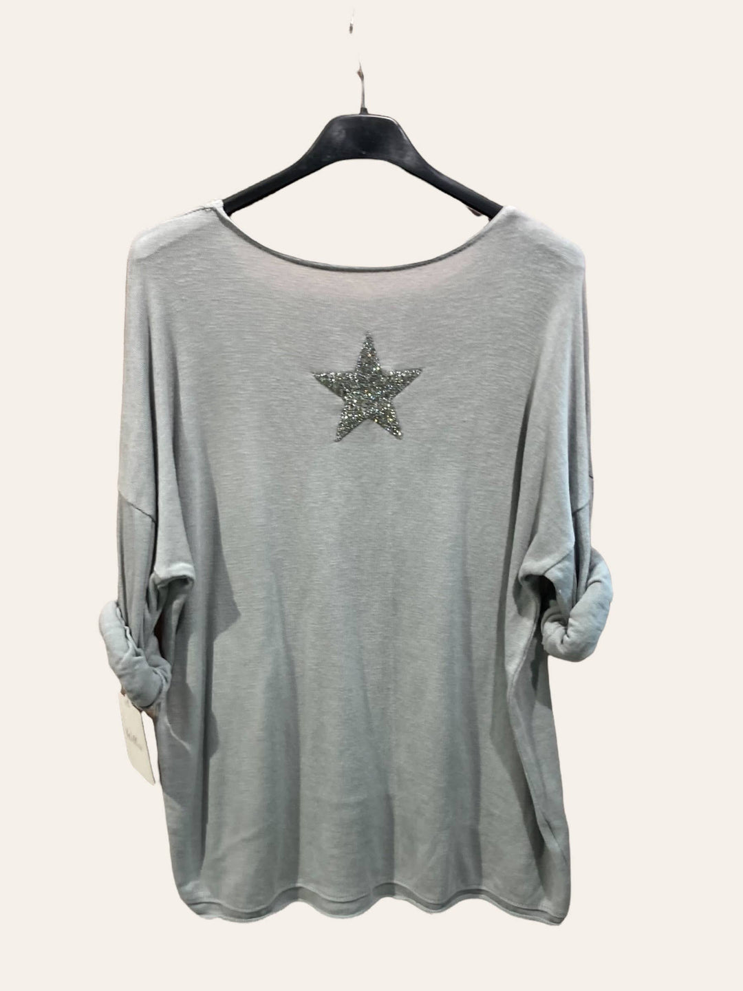 Cotton top with a rhinestone star : PETROL BLUE