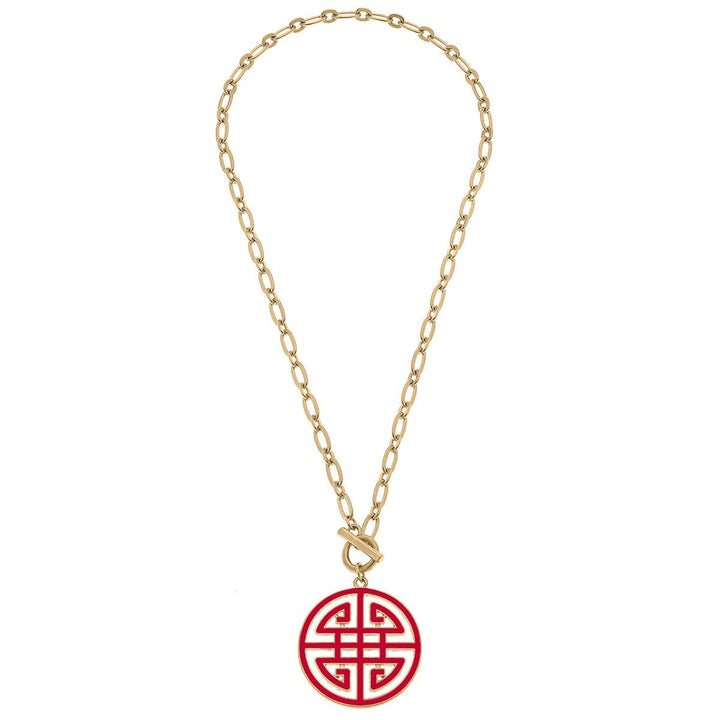 Tara Game Day Greek Keys Enamel Pendant Necklace: Blue