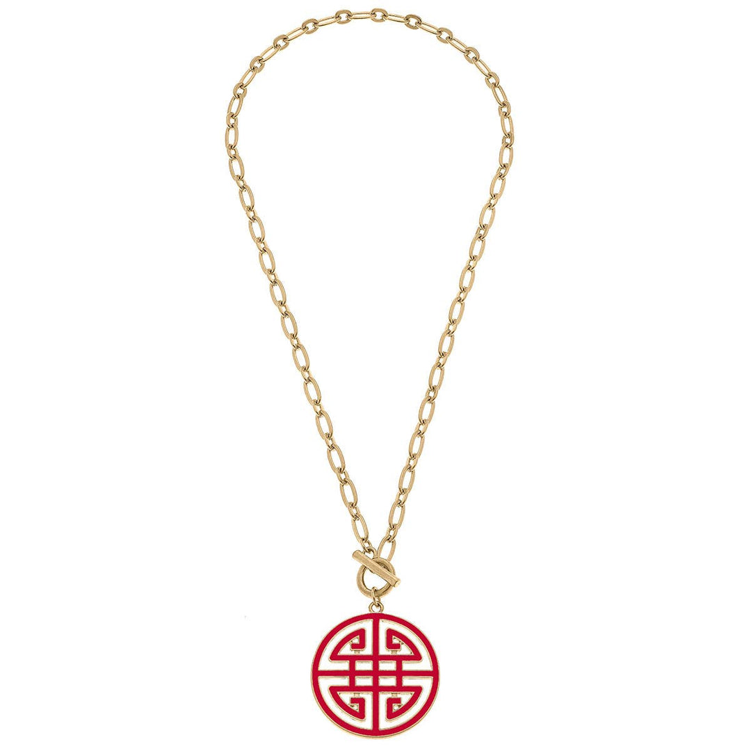Tara Game Day Greek Keys Enamel Pendant Necklace: Yellow
