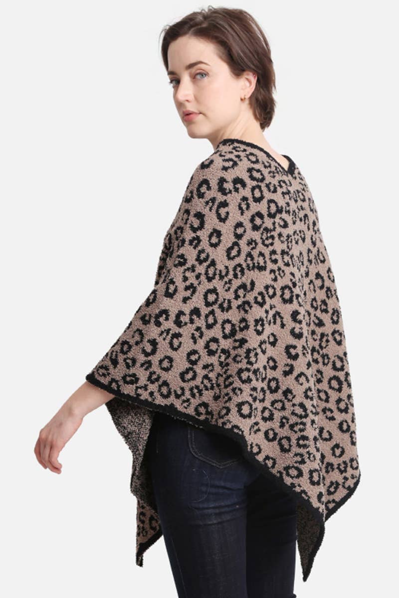Leopard Poncho: COFFEE / ONE SIZE