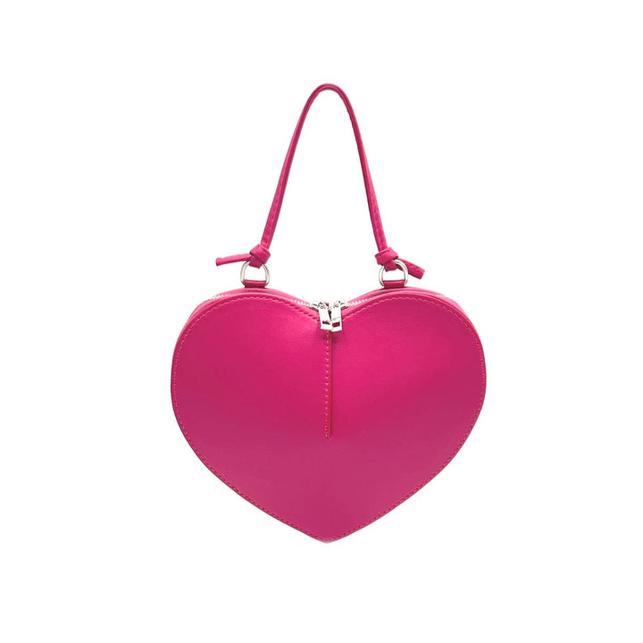 Heart Leather  bag, Made in Italy,112587: Blk