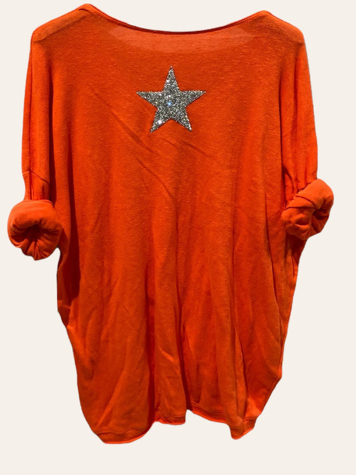 Cotton top with a rhinestone star: ROSE