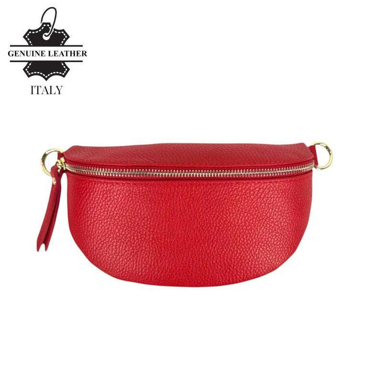 Italian Leather Waist Bag: Orange