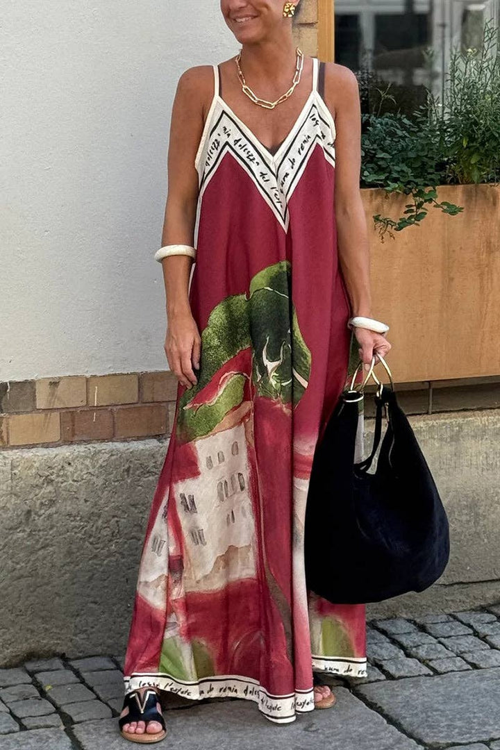 Print Maxi Dress: BLACK / XL