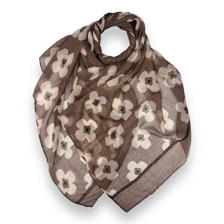 Daisy printed scarf: Black