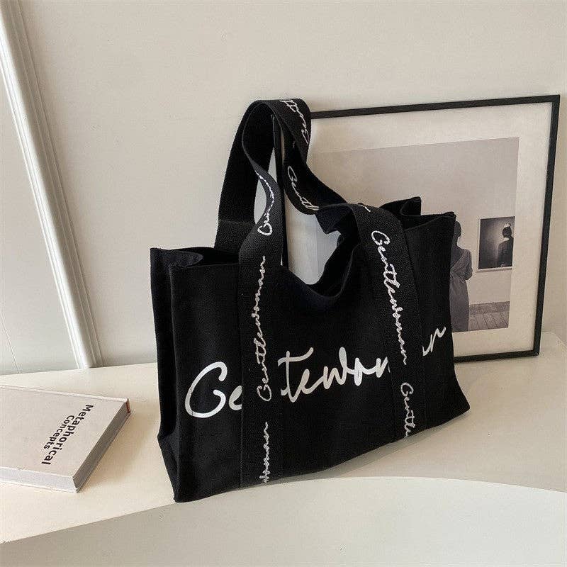 Chic Canvas Tote Bag  Bold Letter