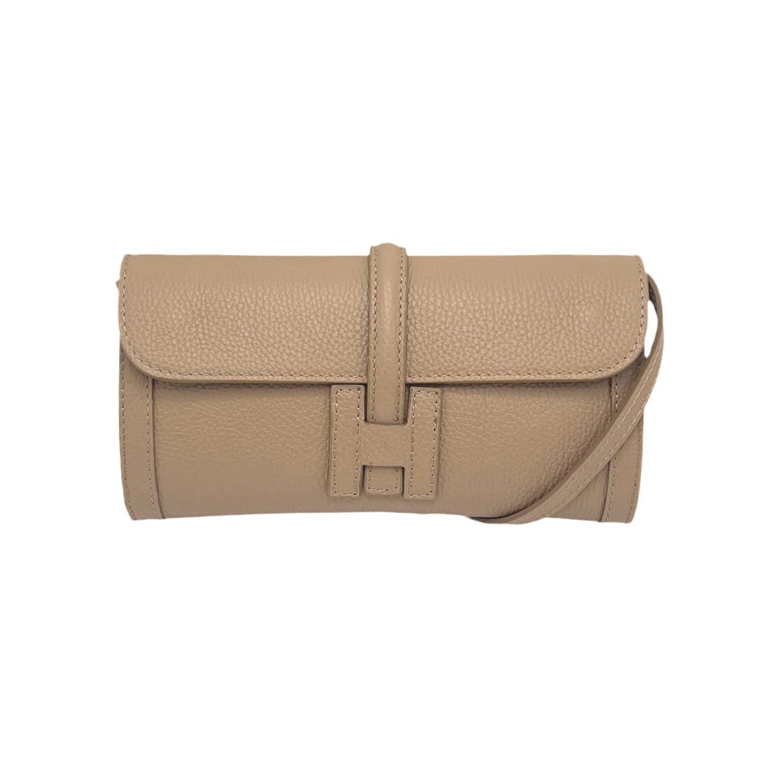 Leather clutch, Made in Italy,112532: Camel