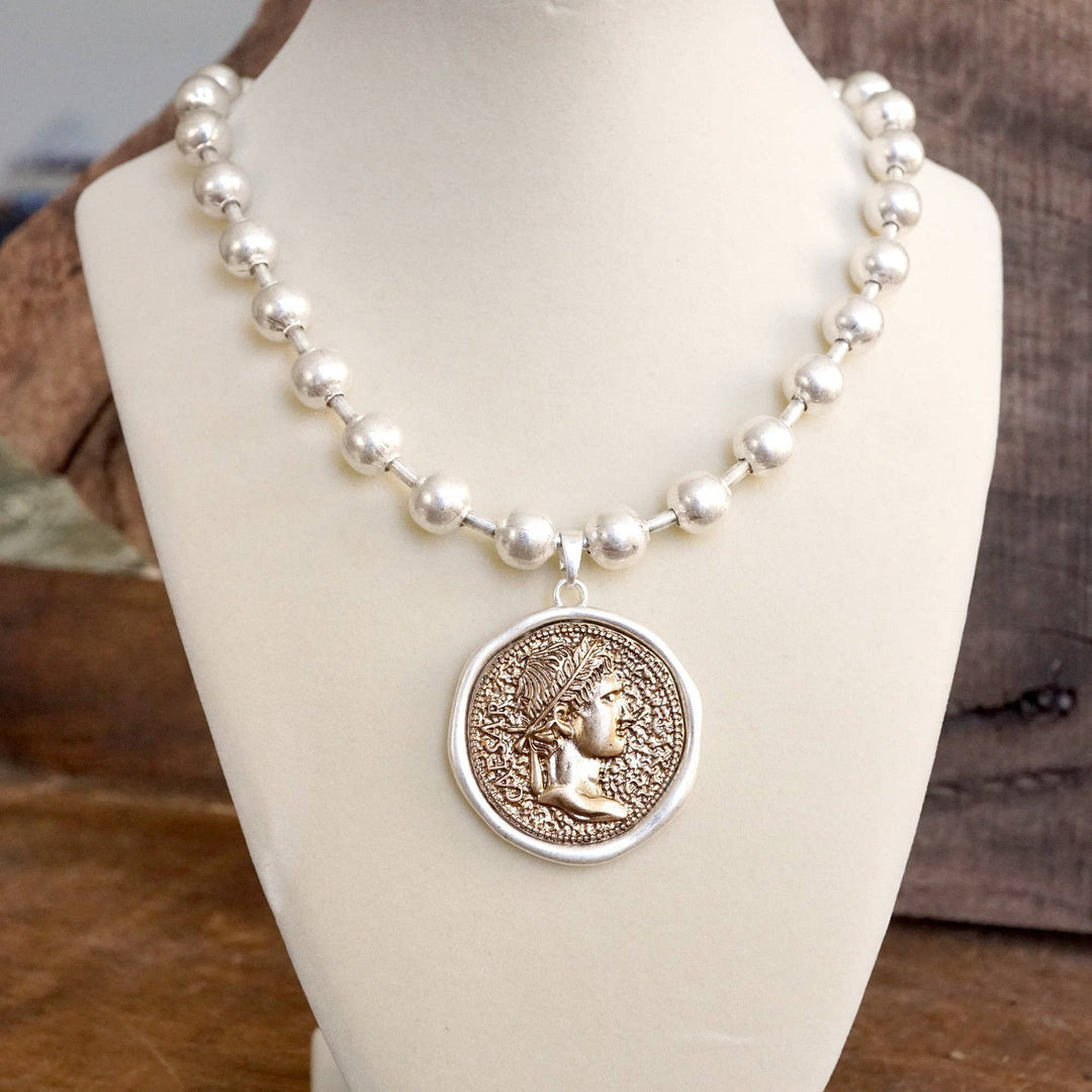 Coin Chunky Ball Chain  Neck: Silver