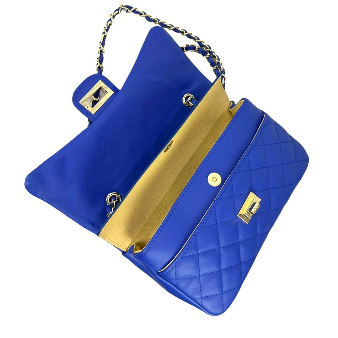 Premium Quilted Leather Bag: Black