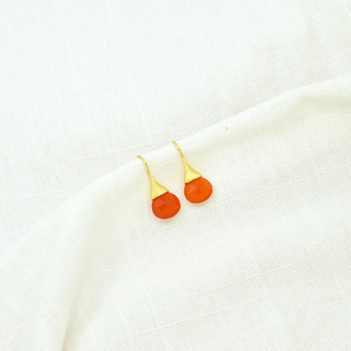 Boho Droplet Earrings Gold - Carnelian