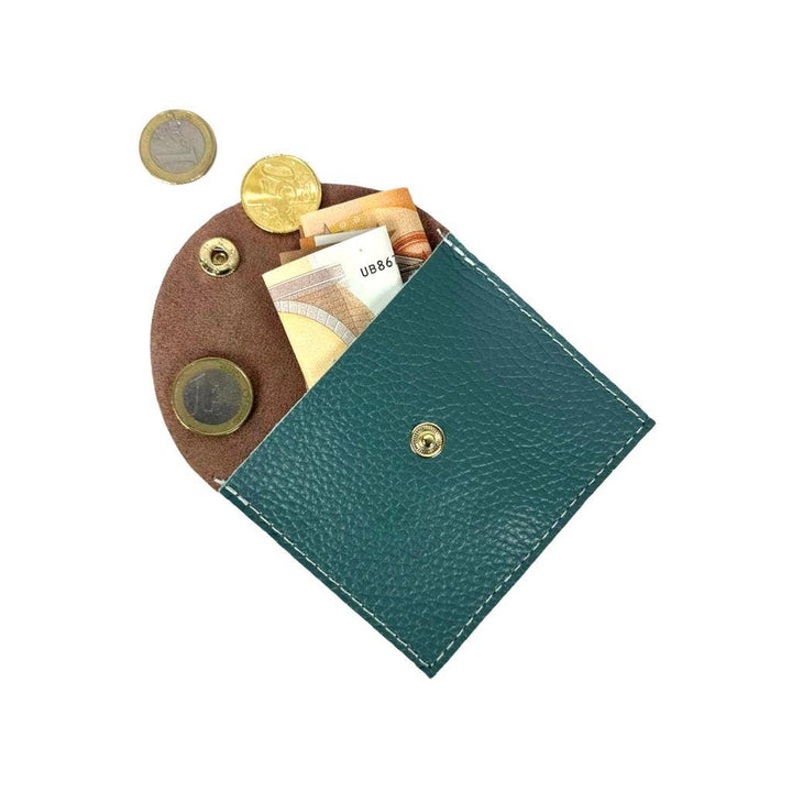 Compact Leather Wallet with Button Square