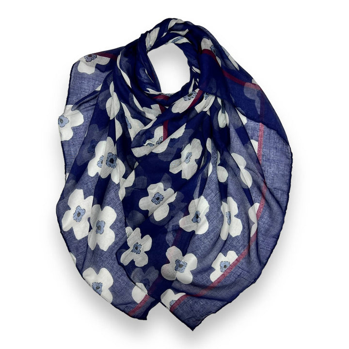 Daisy printed scarf: Navy