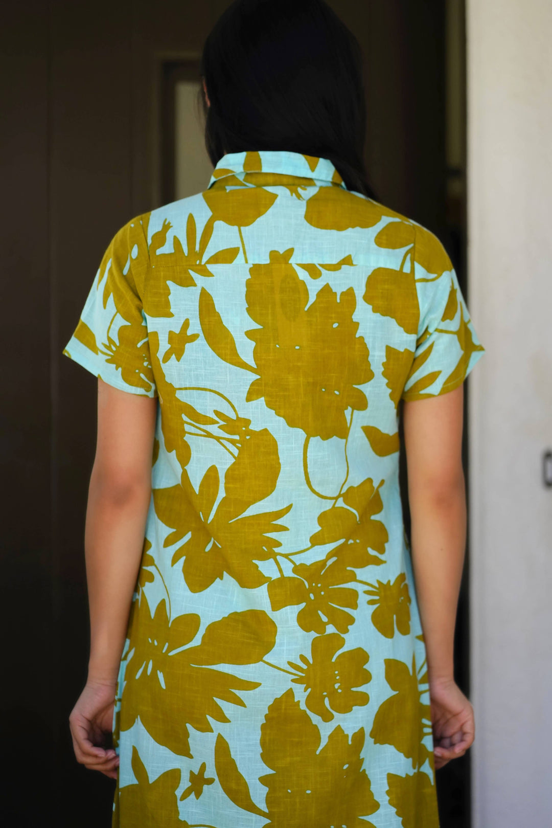 Cotton Dress Turquoise Olive: S