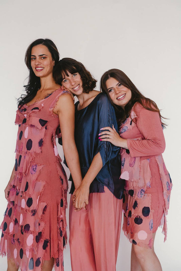 Top-Italian Solid Silk Frayed : Guava