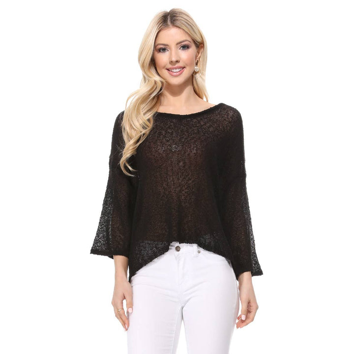 V-Nk Knit Top MK3662: BLACK / M