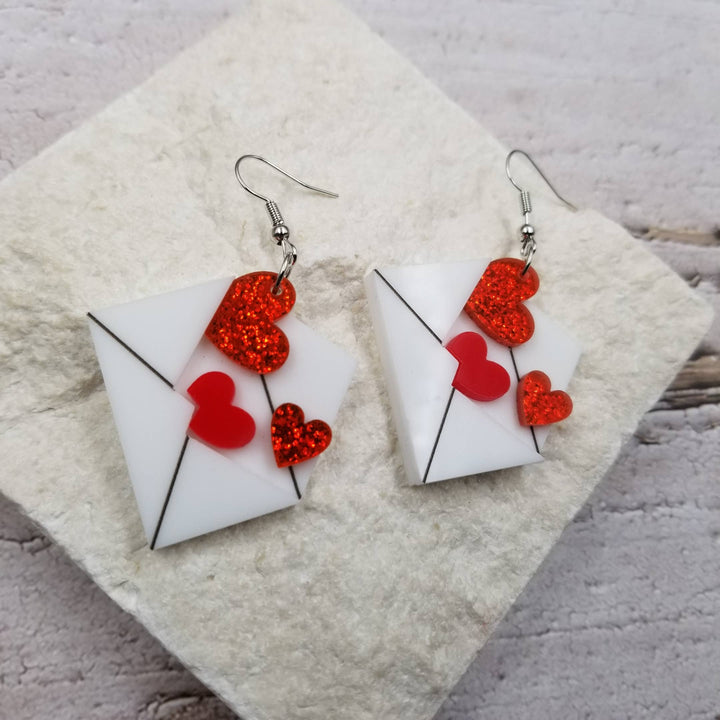 SMS Envelope Heart Earrings