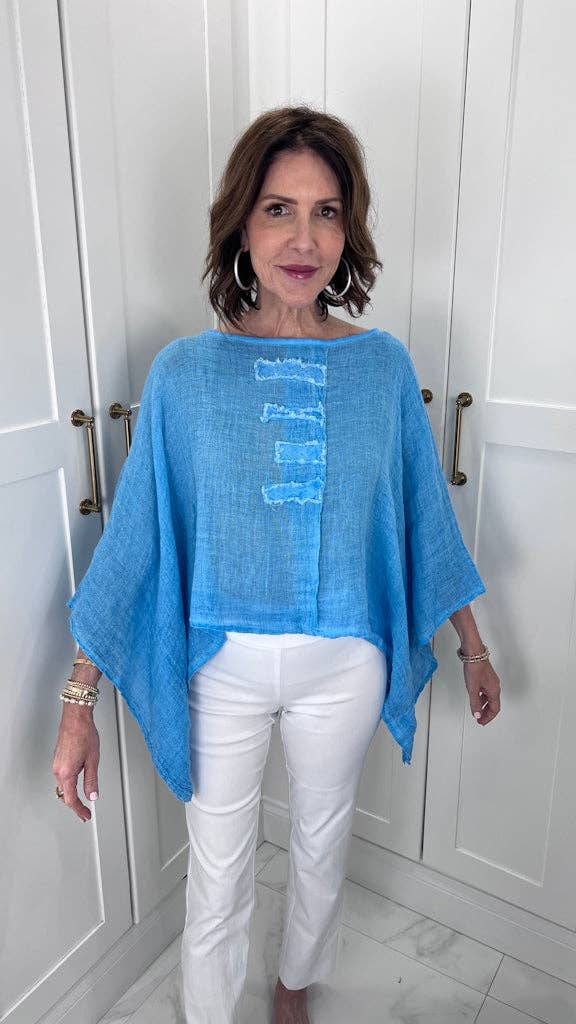 Hallie Crinkle Linen 3/4 Slv Top