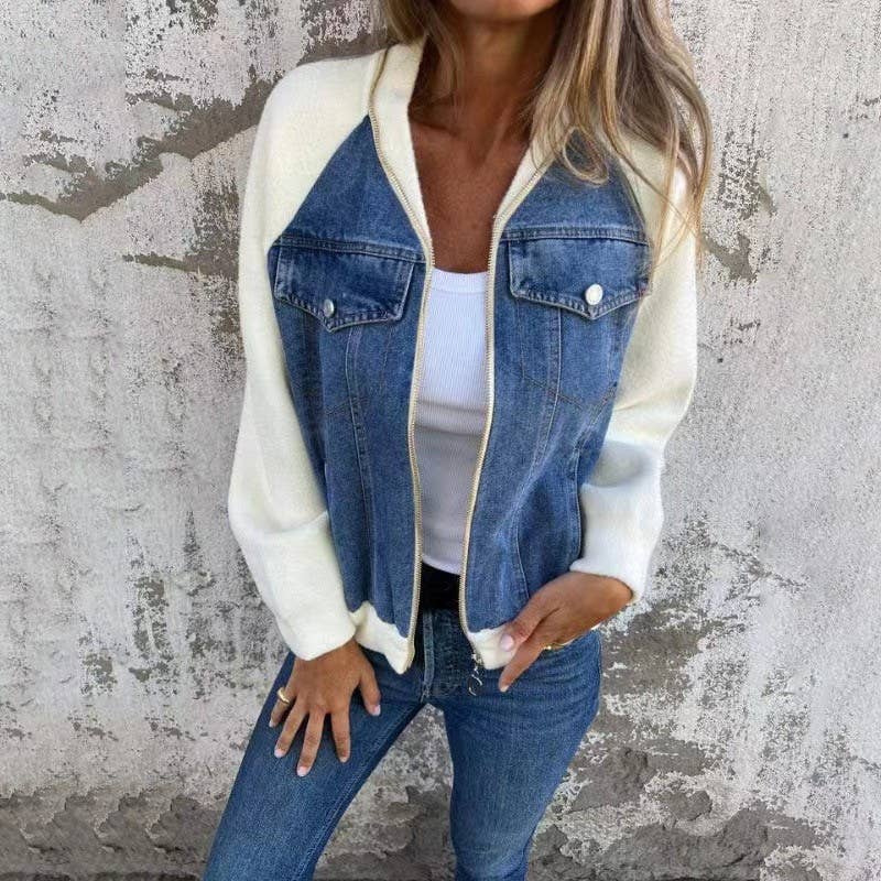 Zip up denim JKT: Grey / M