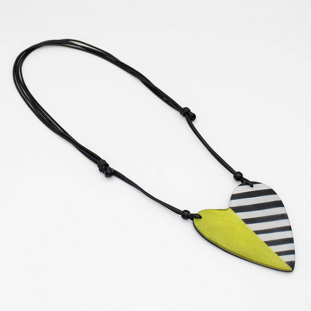 Lime and Black Heart Pendant