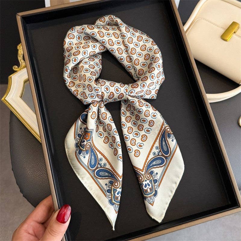 Sheer Trend - Fashion Print Square Scarf: MING BLUE