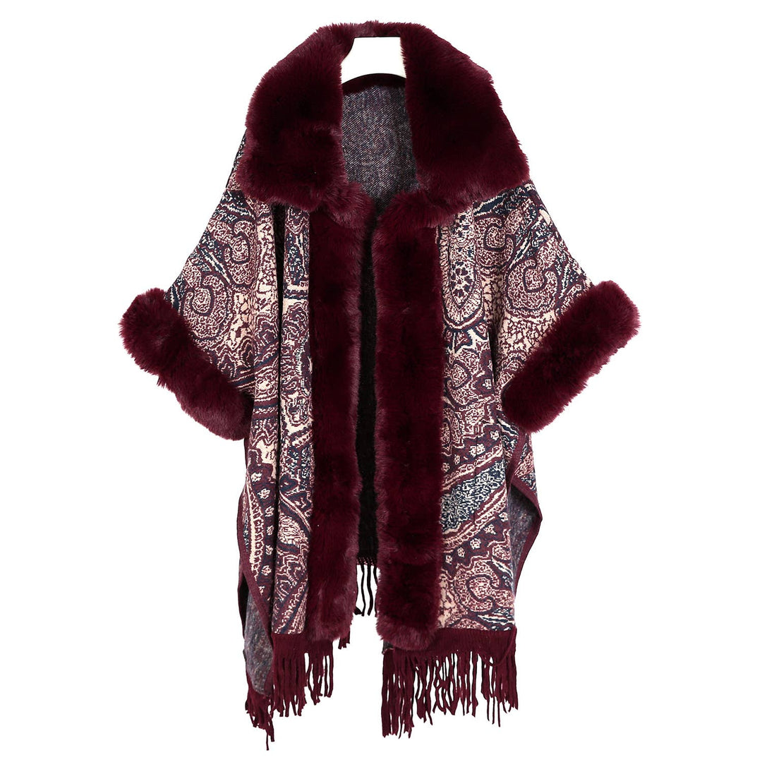 PE361 Paisley print cape: Navy