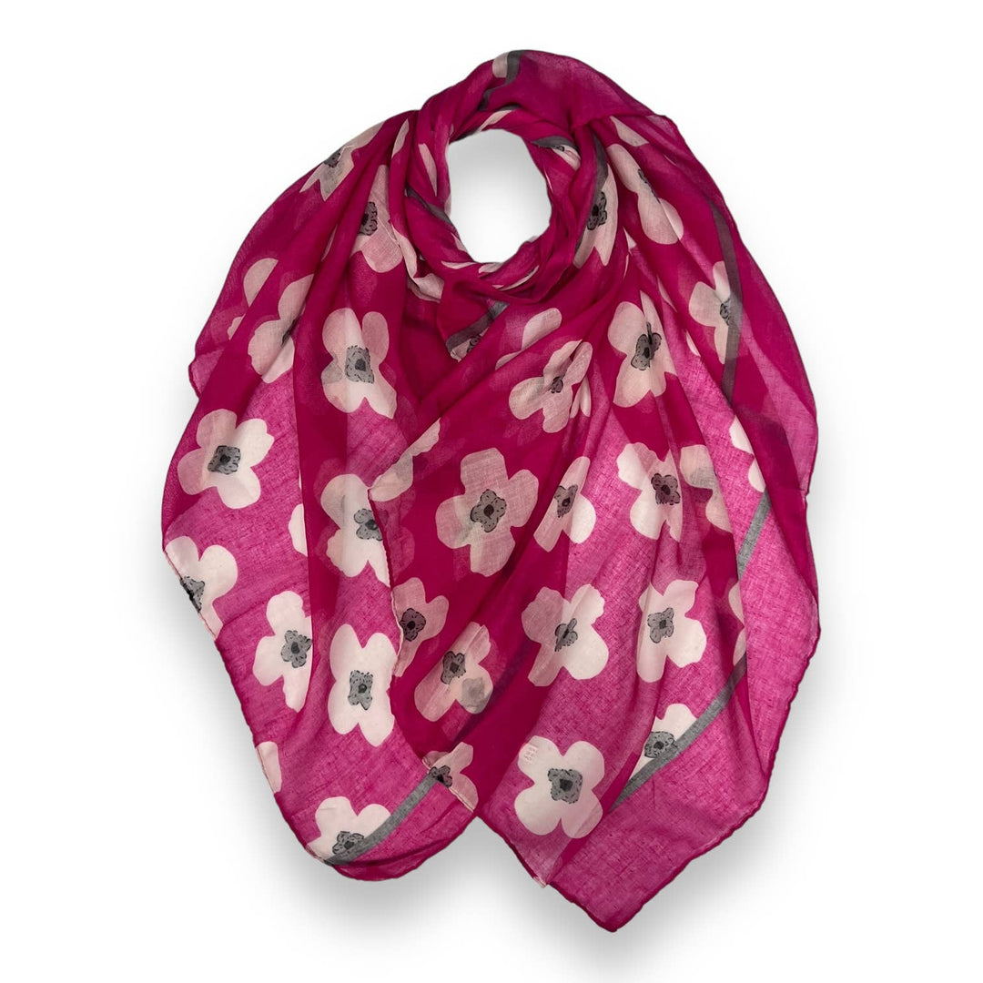 Daisy printed scarf: Navy