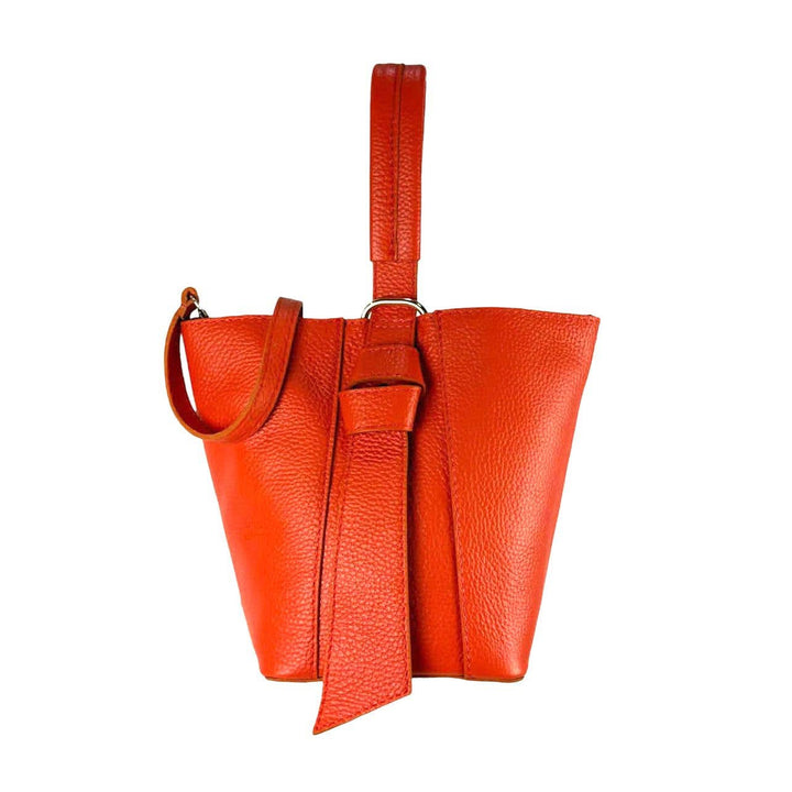 Genuine Leather Tote: Orange