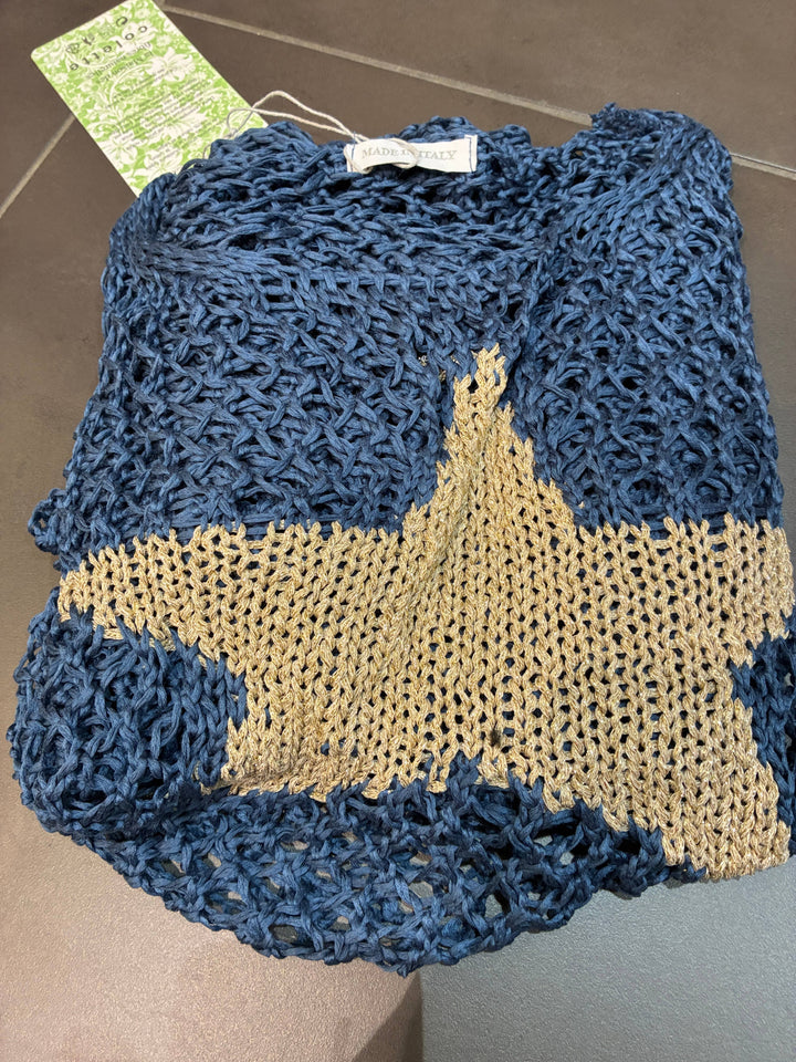 Cotton knit sweater star 100% cotton: Persimmon