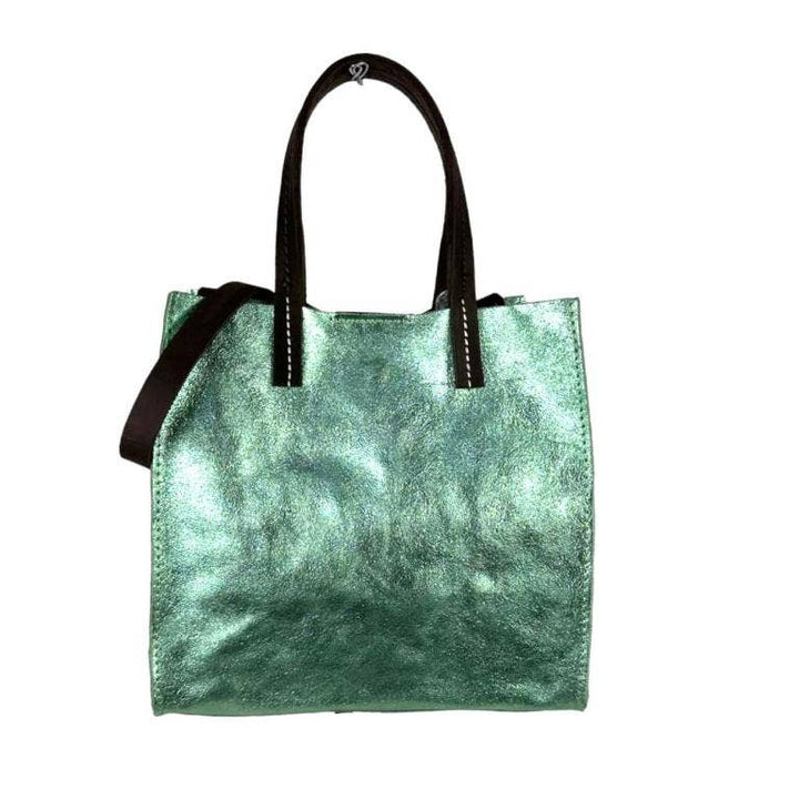 Shiny Leather Shopper Bag: Fuchsia