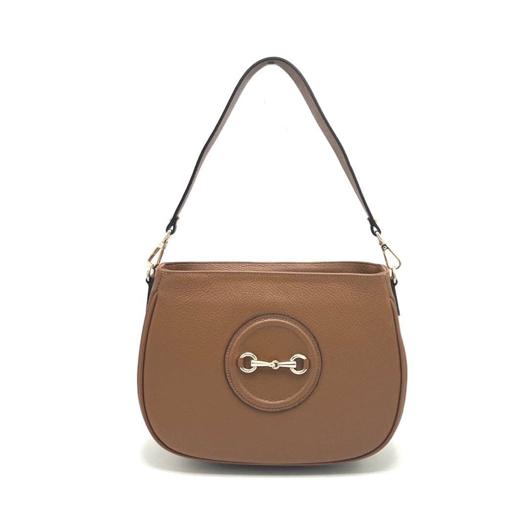 Leather bag, Made in Italy, 112627: Camel