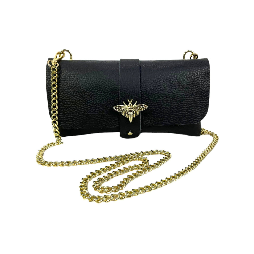 Grain Leather Bag with Dragonfly Clasp: Bordeaux
