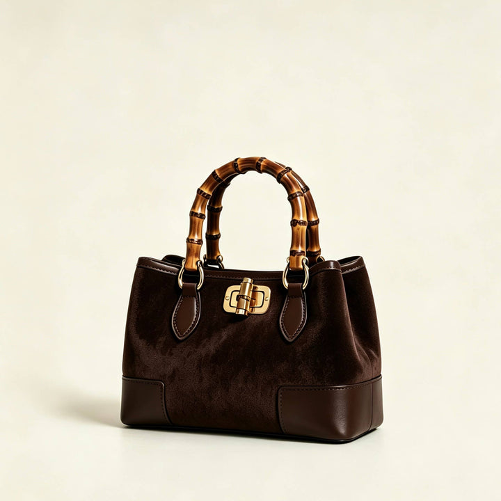 Suede Bag leather bamboo : Borgogna