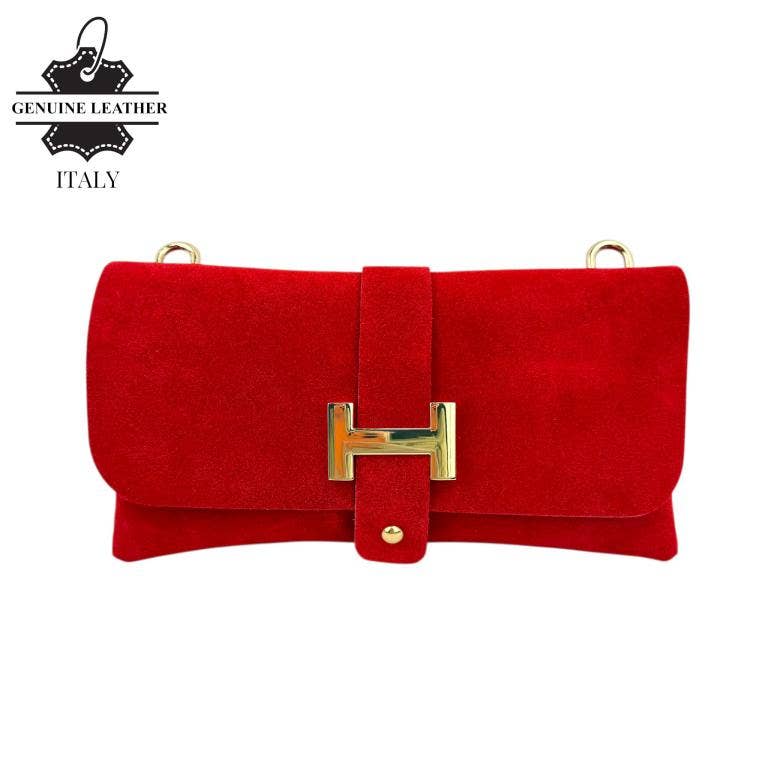 Italian Leather Bag: Suede Fuchsia