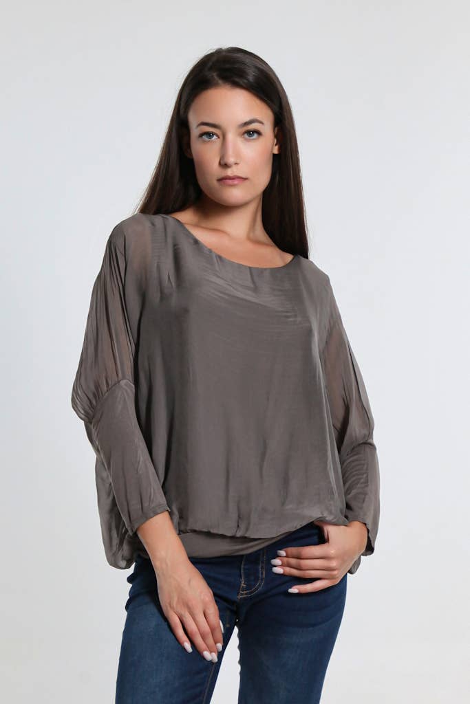 Silk Banded Blouse (BQ206):Black