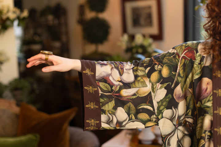 Fleur De Lune Opera  Kimono / Florals & Bees