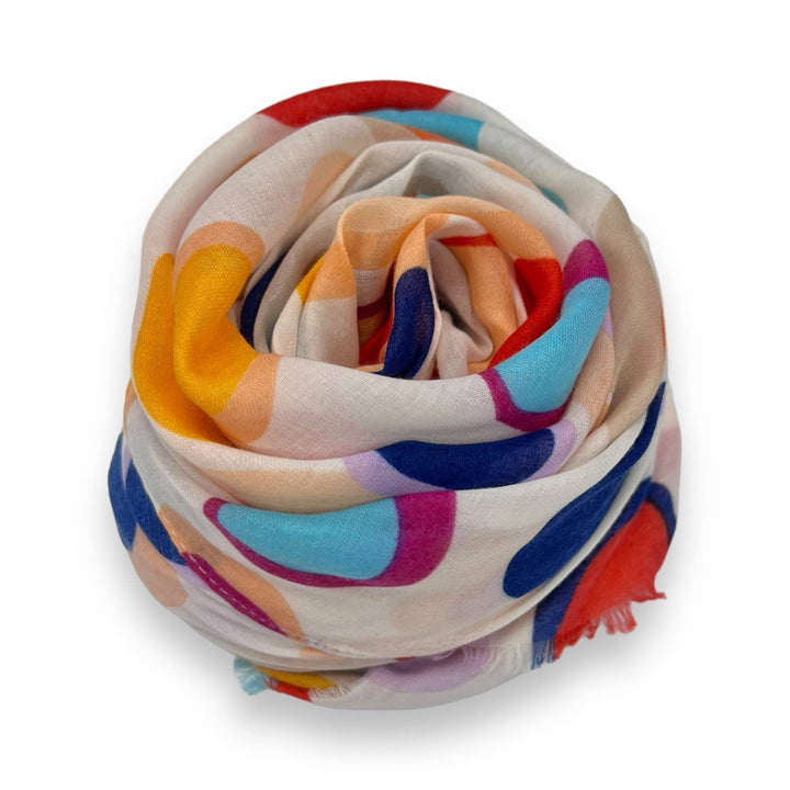 Retro style dots scarf : White