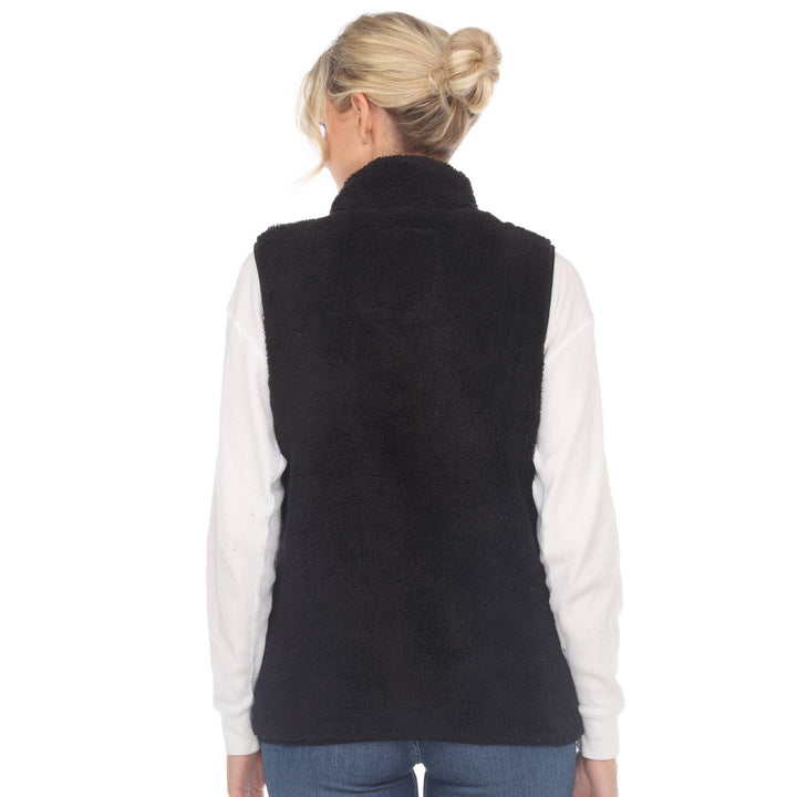 Zip up sherpa vest: Black / L