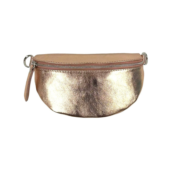 Metallic Leather Waist Bag : Navy blue