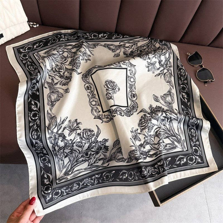Sheer Trend - Fashion Print Square Scarf: WHITE
