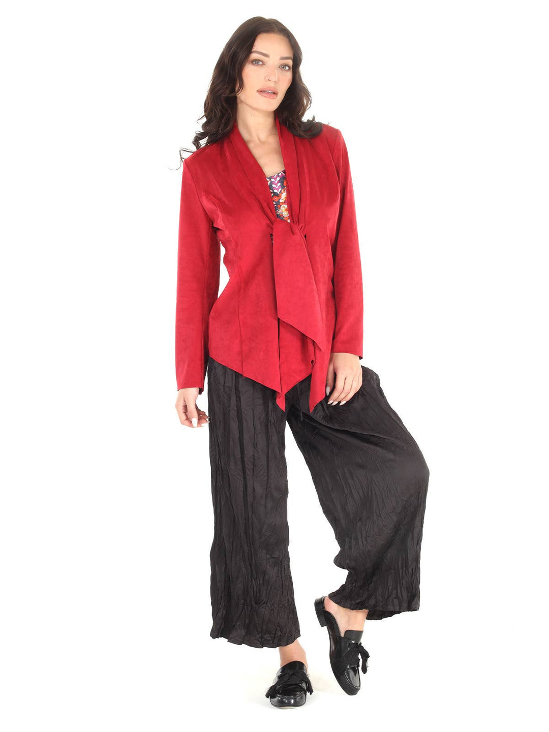 Suede Drape / Tie Jacket: Chocolate / M