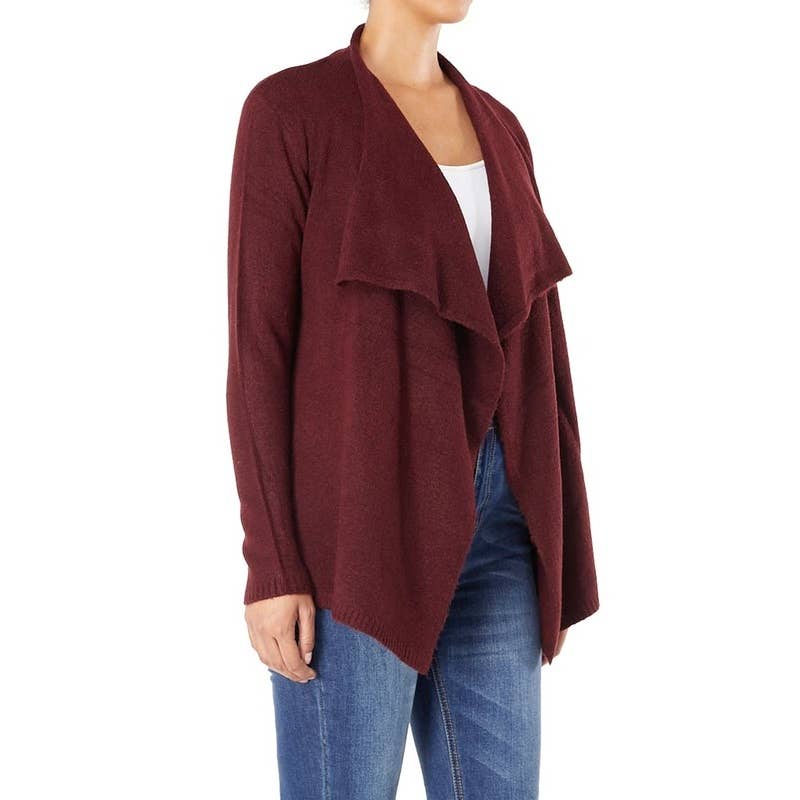 Draped Sweater Cardigan MK8218: MAUVE / S