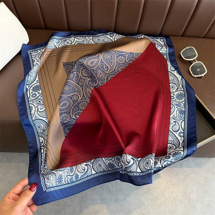 Sheer Trend - Fashion Print Square Scarf: MING BLUE
