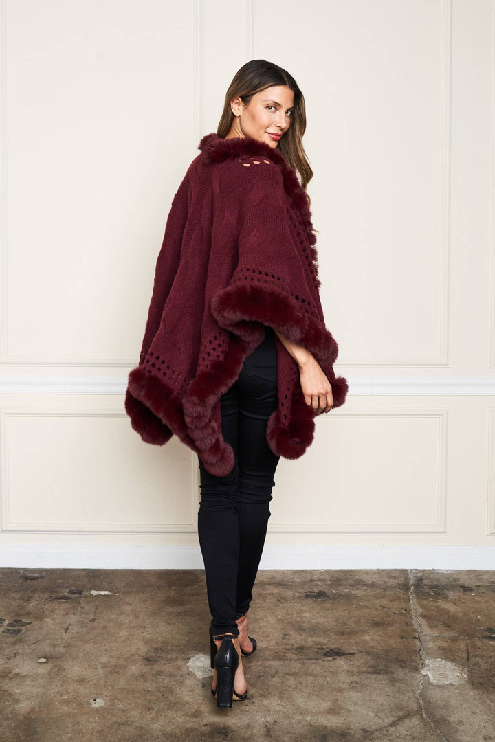 Faux Fur Trim Wrap: Black