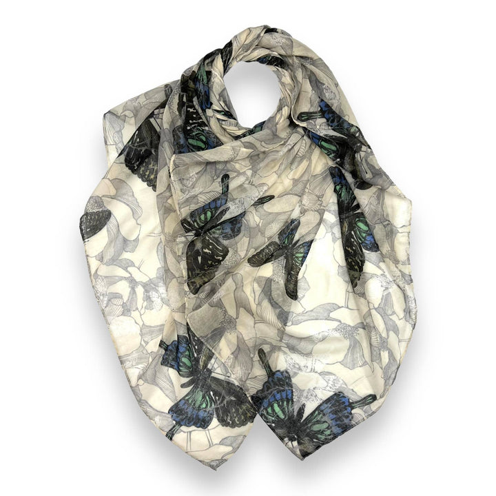 Butterfly print scarf: Grey